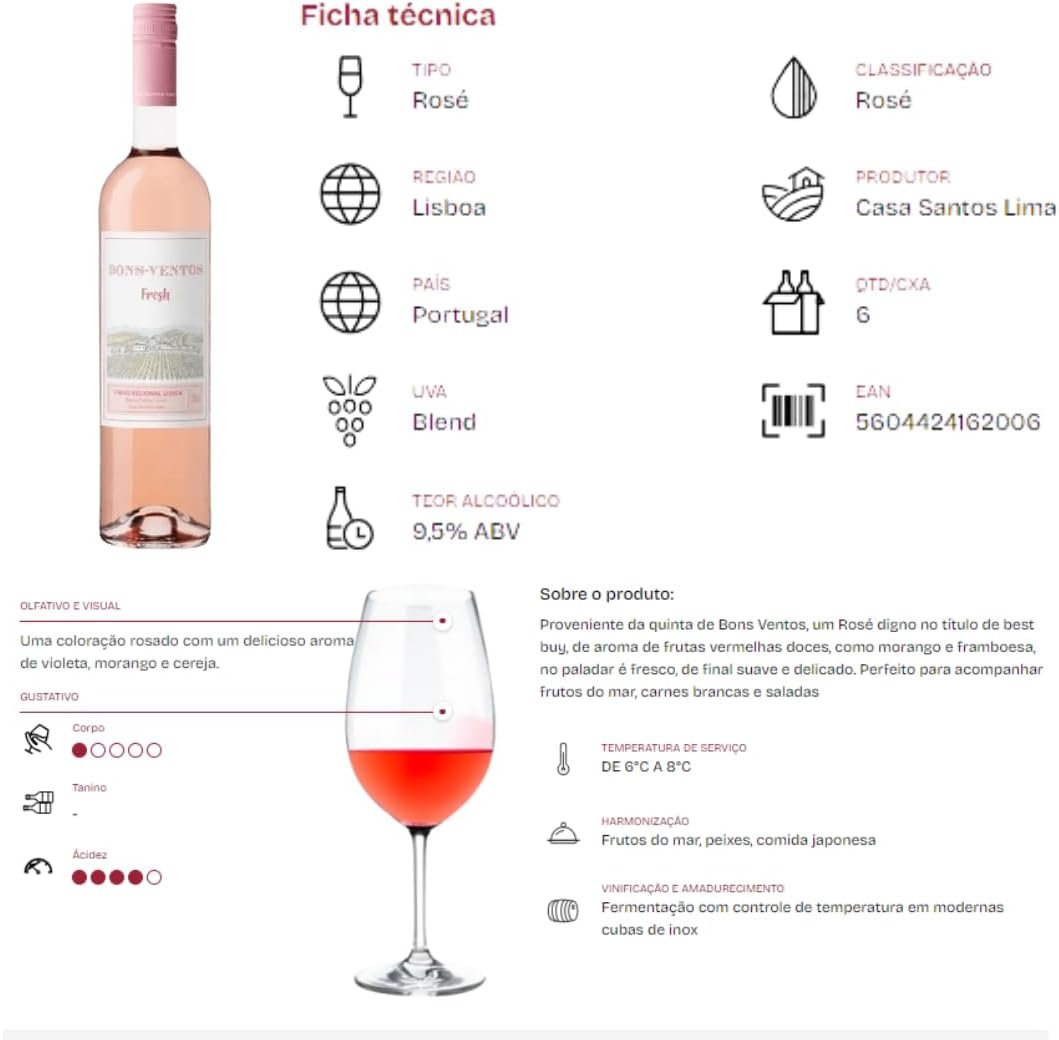 Vinho Rosé Quinta de Bons Ventos 750ml - Imagem 3
